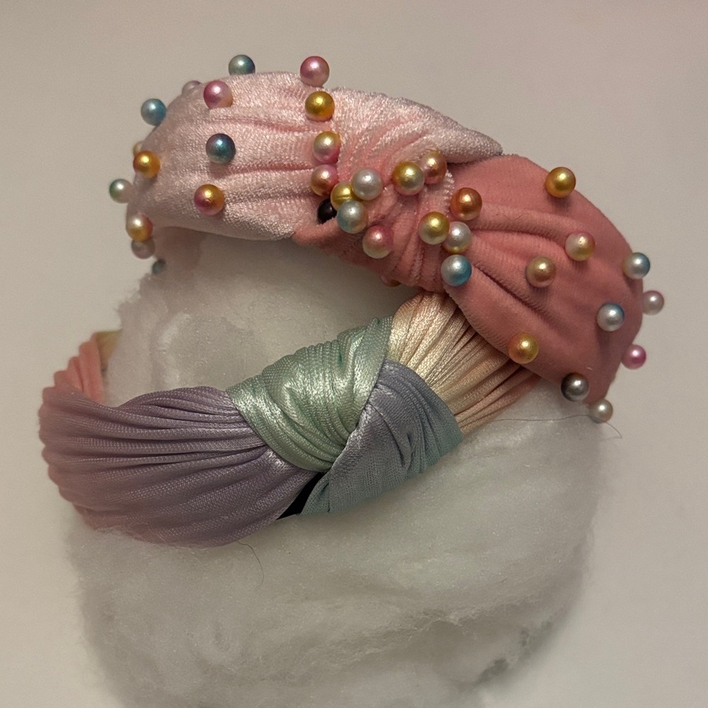Pastel Pearl Embellished Headbands set of 2